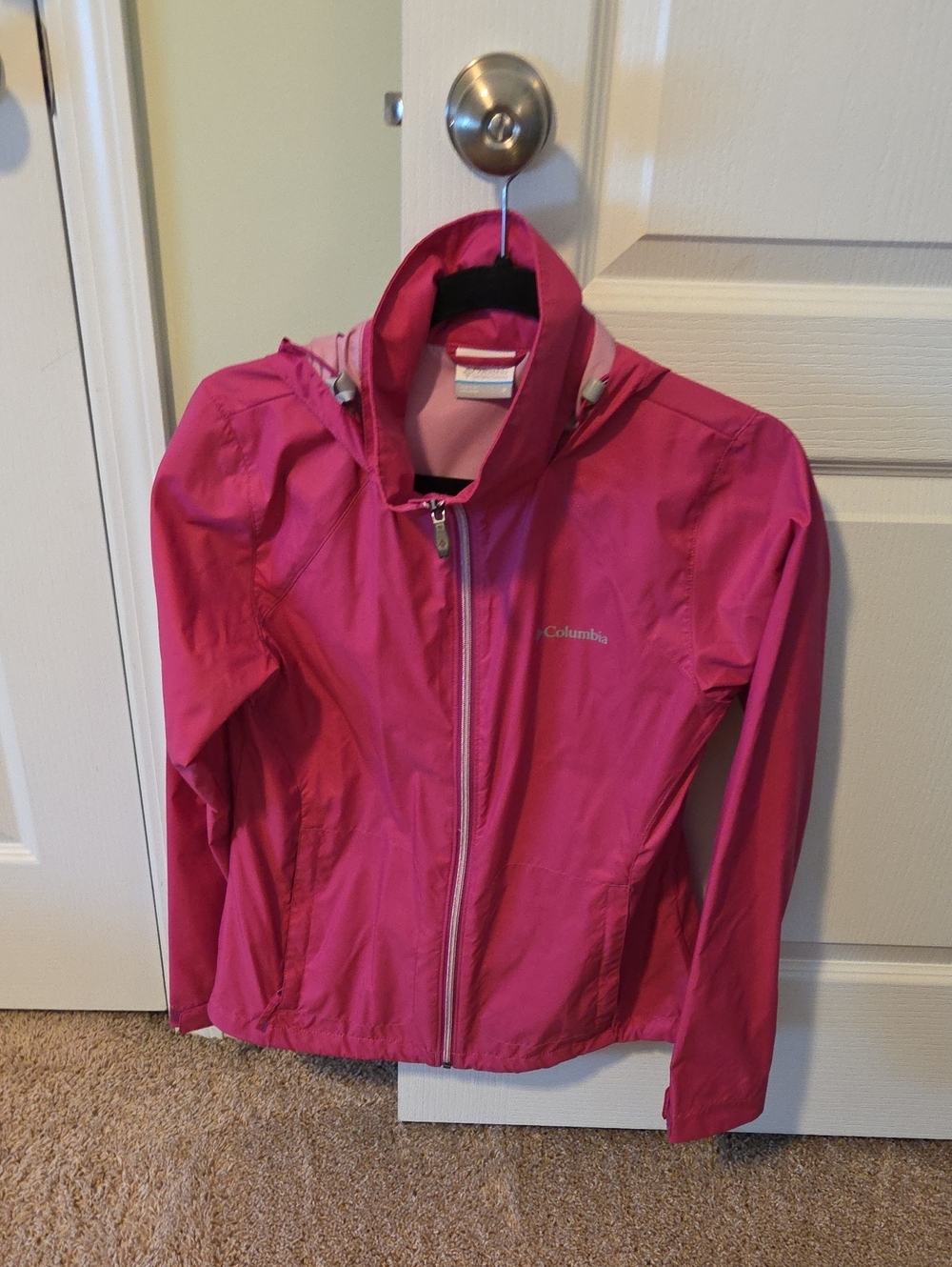 Columbia Hot Pink Zip Hooded Rain Shell Jacket